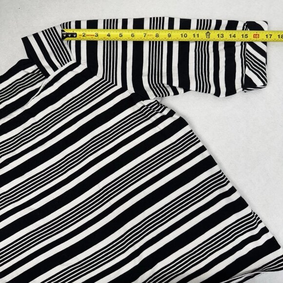 TALBOTS Women's Top Black White Stripe 3/4 Sleeves 100% Cotton 3XP Preppy Boho - Picture 8 of 10